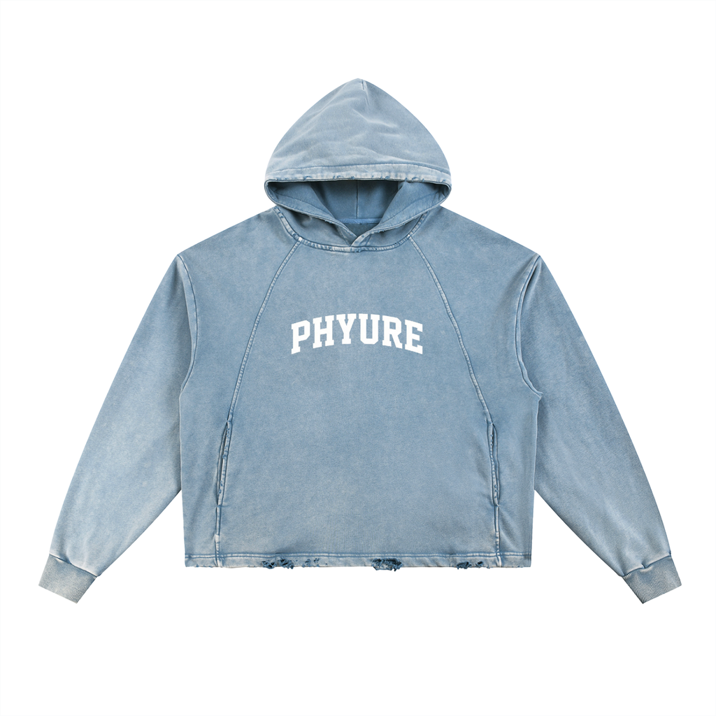 PHYURE VINTAGE VARSITY PULLOVER HOODIE.