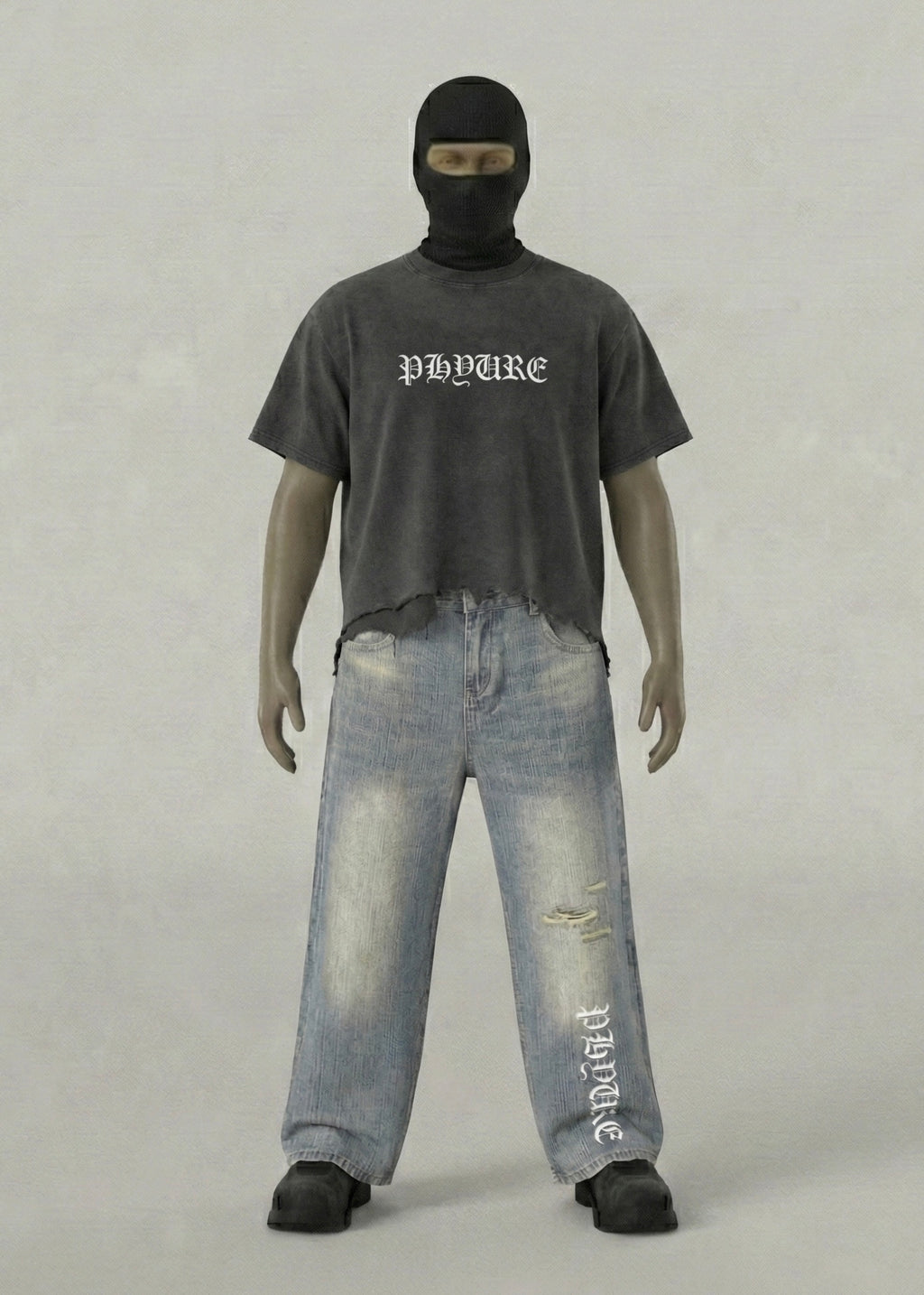 PHY Vintage Wash Boxy Distressed Hem T-Shirt